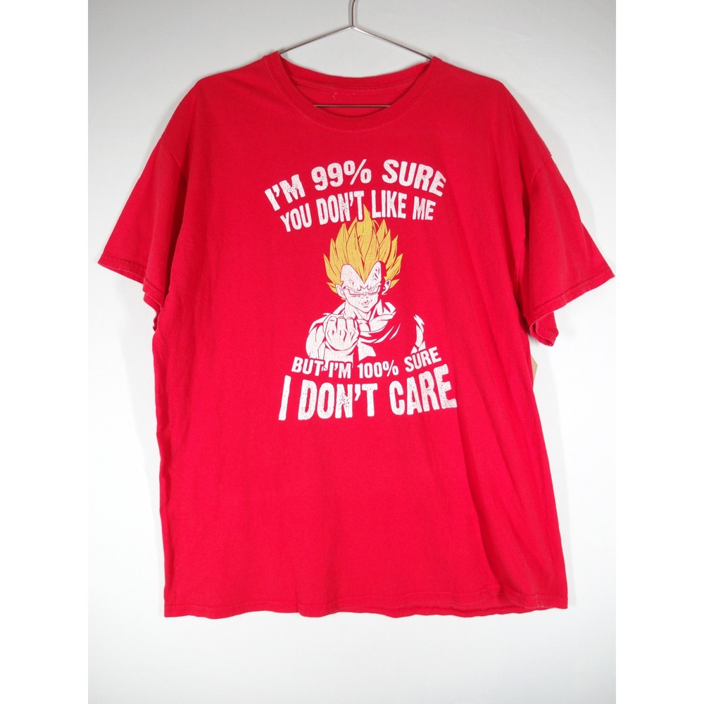 Dragon Ball Z Graphic Tee Men XL Red Majin Vegeta I Don't Care Anime Shirt